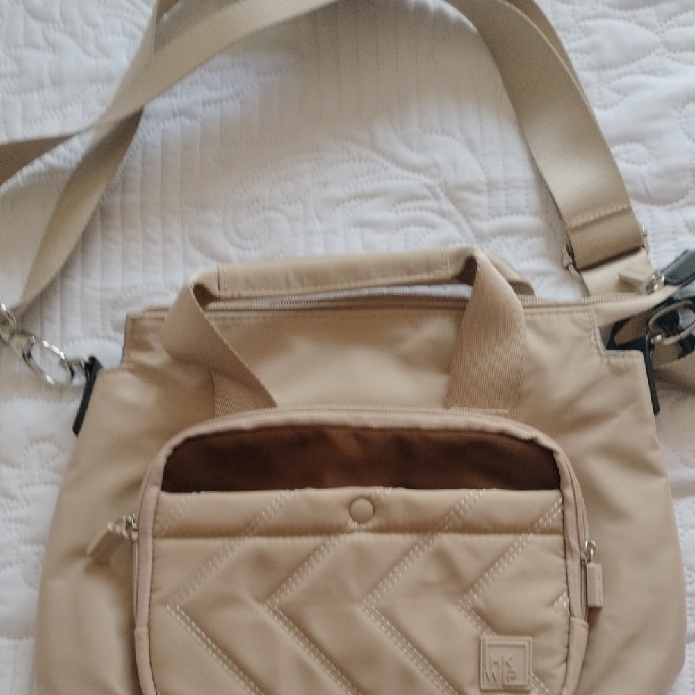 Beige Quilted Crossbody Bag